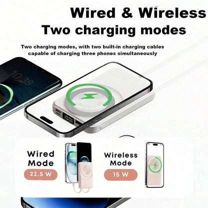 5000mAh Magnetic Wireless Power Bank 15W Wireless Charge 20W Fast Charging Strong Magnetic Attachment Phone Charger Designed For IPhone 12 13 Pro 14 Pro Max 15 Plus Mini Ultra-Light Pocket-Sized Power