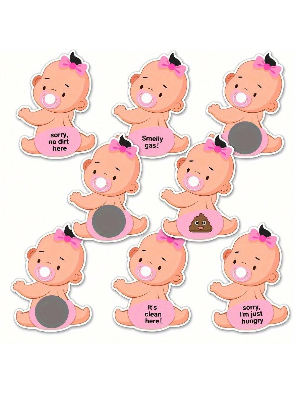 50pcs Baby Bath Scratch Game Set- 50 Scratch Cards- Fun & Easy To Play Ice Breaking Silly Activities, Suitable For Baby Shower Party Favors And Door Prizes