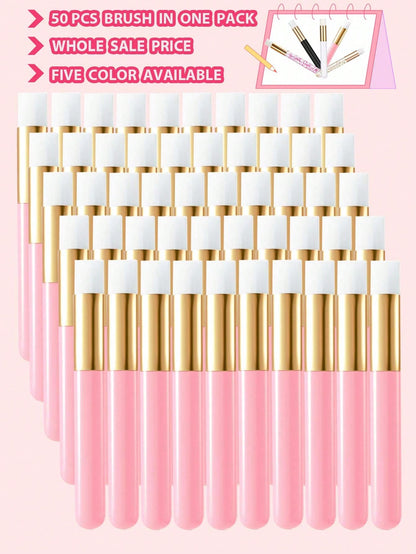 50pcs Eyelash Extension Cleaning Brushes, Nose Blackhead Cleaning Micro Brushes, Eyebrow & Eyelash Cleansing Foaming Brushes