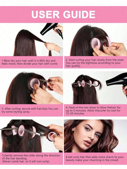 50pcs Self-Adhesive Hair Rollers And Hair Clips Set, 24pcs Random Self-Fixing Hair Rollers And 24pcs Alligator Hair Clips, 1pc Makeup Bag, Suitable For Long, Medium, Short, Thick, Fine, Thin, Bangs An