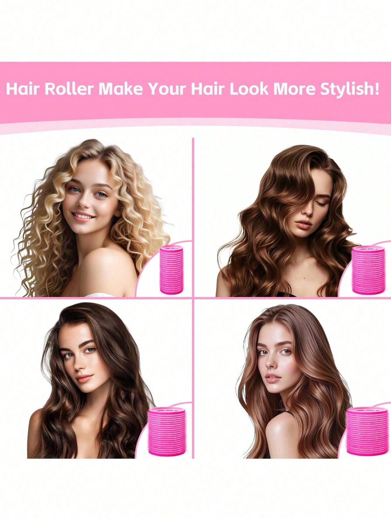 50pcs Self-Adhesive Hair Rollers And Hair Clips Set, 24pcs Random Self-Fixing Hair Rollers And 24pcs Alligator Hair Clips, 1pc Makeup Bag, Suitable For Long, Medium, Short, Thick, Fine, Thin, Bangs An