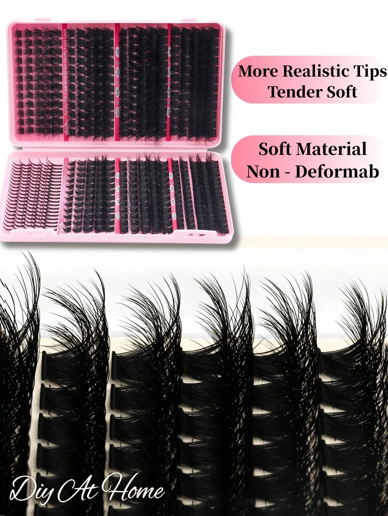 550PCS Mixed DIY Lash Extension Kit, D-Curl Cat Eye Faux Mink Individual Lash Clusters, 0.31–0.63inch Mixed Length,Reusable & Soft, Includes Lash Glue, Tweezers, DIY At Home, Wedding, Birthday, Gradua