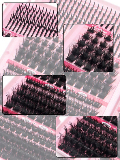550PCS Mixed DIY Lash Extension Kit, D-Curl Cat Eye Faux Mink Individual Lash Clusters, 0.31–0.63inch Mixed Length,Reusable & Soft, Includes Lash Glue, Tweezers, DIY At Home, Wedding, Birthday, Gradua