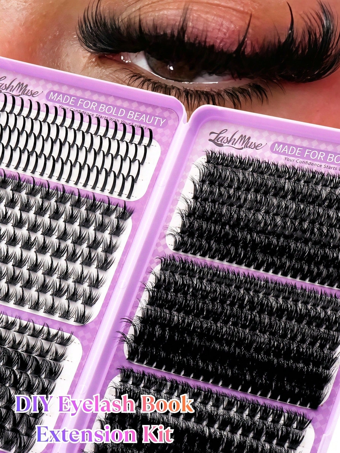 584 Clusters Spiky Eyelash Book, European And American Style, D/DD Curl, 8-16mm Mixed Lengths, 3D Clustered Eyelash Set, DIY Customizable Eye Shape, Quick Exquisite Makeup, Saves Makeup Time. Faux Min