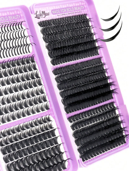 584 Clusters Spiky Eyelash Book, European And American Style, D/DD Curl, 8-16mm Mixed Lengths, 3D Clustered Eyelash Set, DIY Customizable Eye Shape, Quick Exquisite Makeup, Saves Makeup Time. Faux Min
