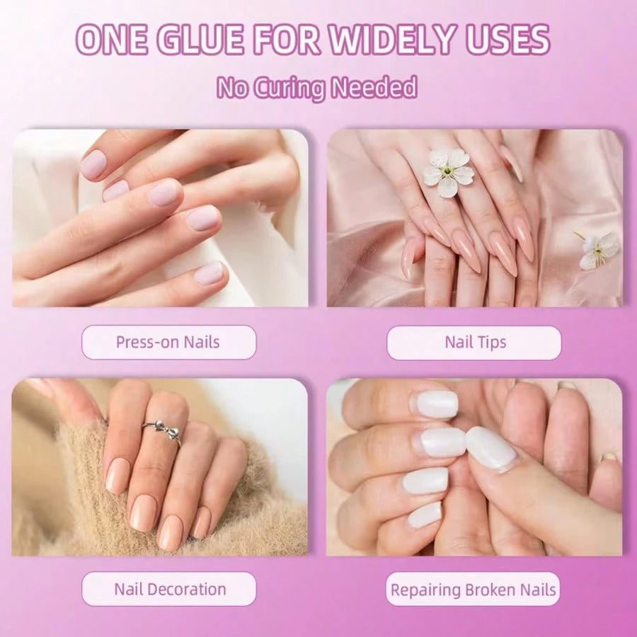 5PCS, 8ml Brush-On Nail Bond Glue, Quick Dry Waterproof Adhesive For Press On Nails Nail Art Rhinestone,Nail Glue,Glue On Nails.