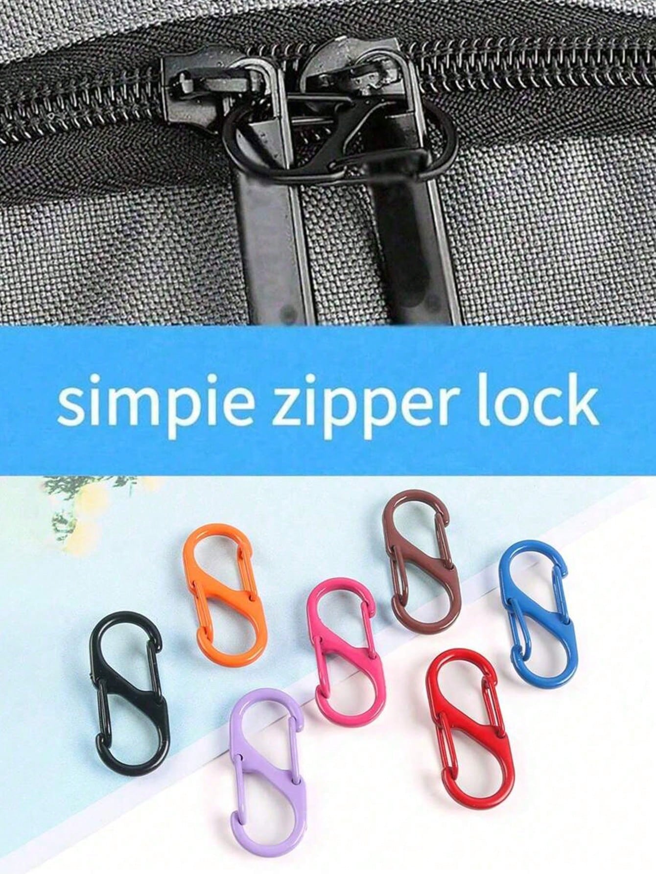 5pcs Backpack Zipper Lock Set, Unisex, Easy-Pull Anti-Theft Zipper Clips- Ensure Zipper Closure- 2 Spring Buckles For Backpack Straps, Suitable For Suitcases, Handbags, Keys, Wallets, DIY Accessorie