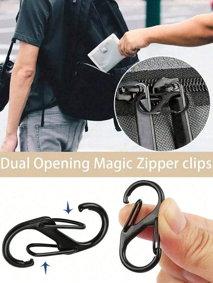 5pcs Backpack Zipper Lock Set, Unisex, Easy-Pull Anti-Theft Zipper Clips- Ensure Zipper Closure- 2 Spring Buckles For Backpack Straps, Suitable For Suitcases, Handbags, Keys, Wallets, DIY Accessorie