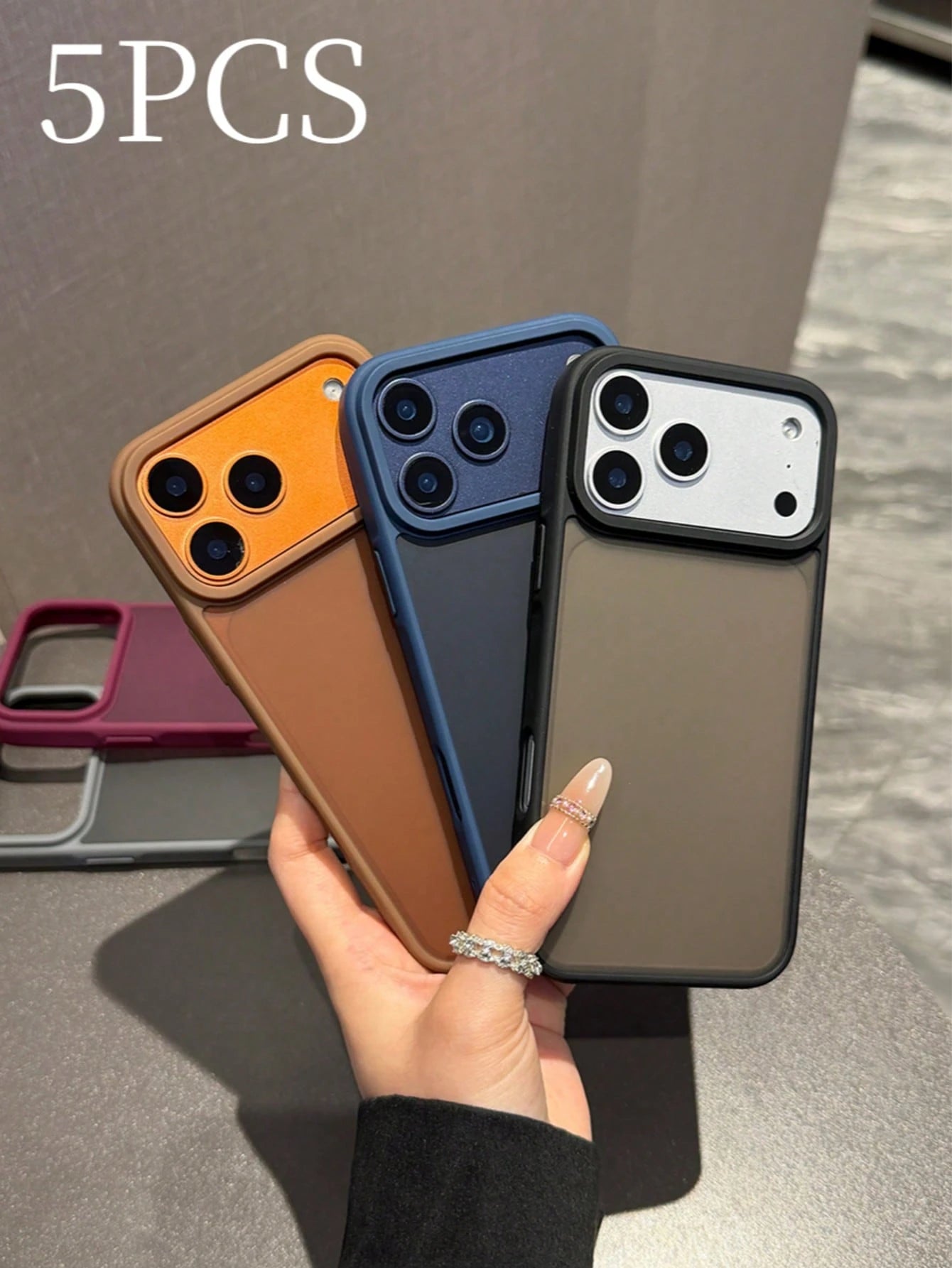 5PCS Black, Burgundy, Gray, Brown And Blue Skin-Feel Matte Transparent Phone Cases Compatible With IPhone17 17pro 17Air 17promax11 11Pro 11promax 12 12 Pro 12Promax 13 13pro 13promax 14 14pro 14PLUS 1