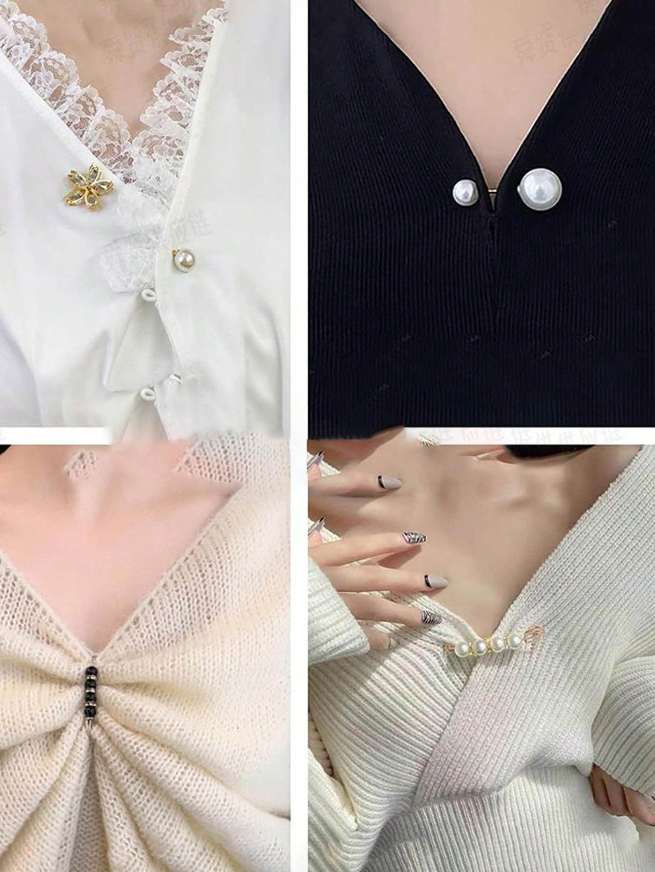 5pcs Faux Pearl Fashion Versatile Safety Pins Suitable For Clothes And Pants
