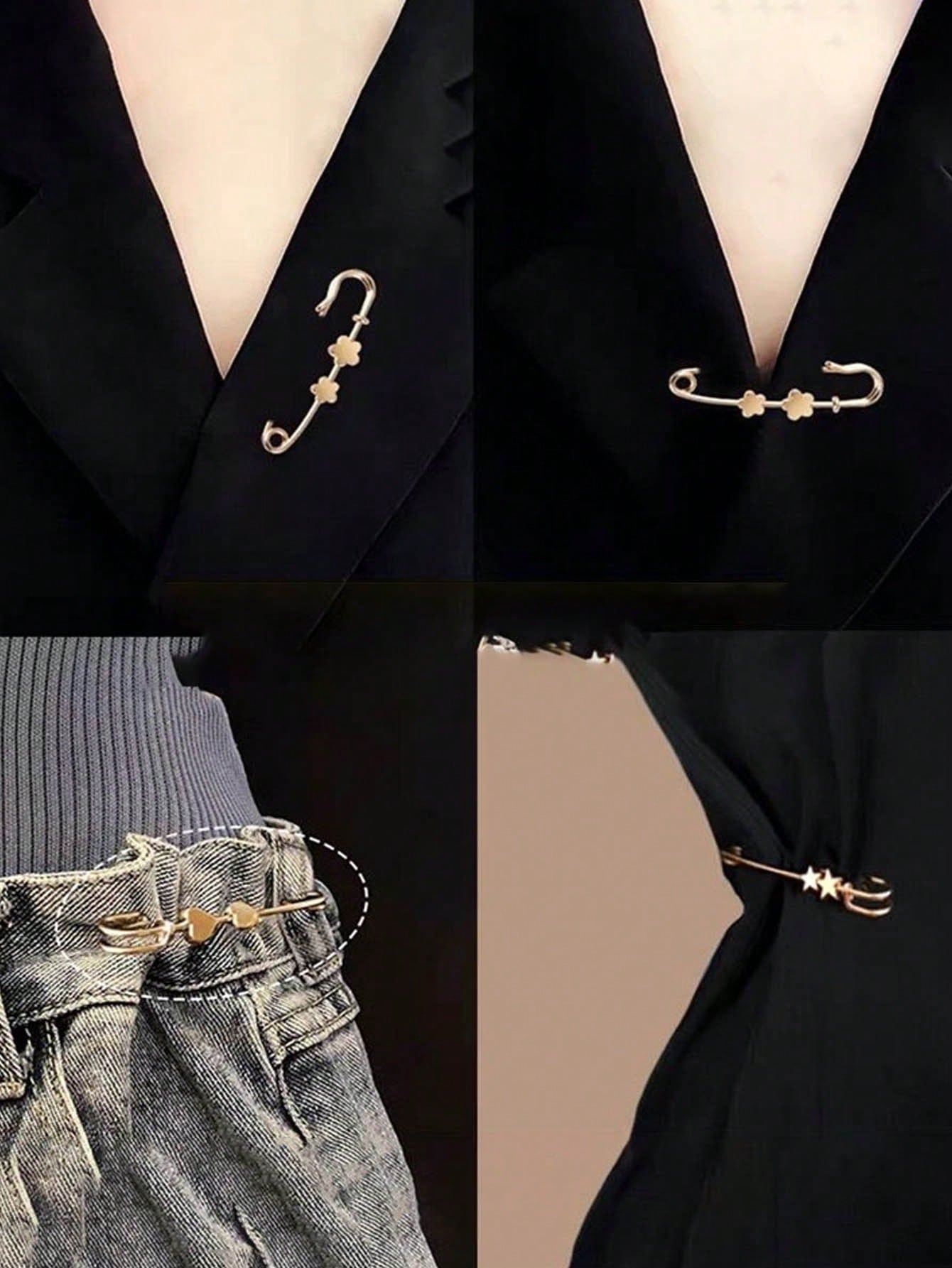 5pcs Faux Pearl Fashion Versatile Safety Pins Suitable For Clothes And Pants