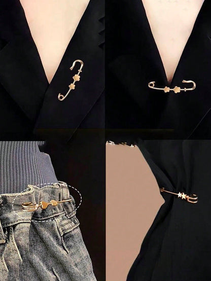 5pcs Faux Pearl Fashion Versatile Safety Pins Suitable For Clothes And Pants