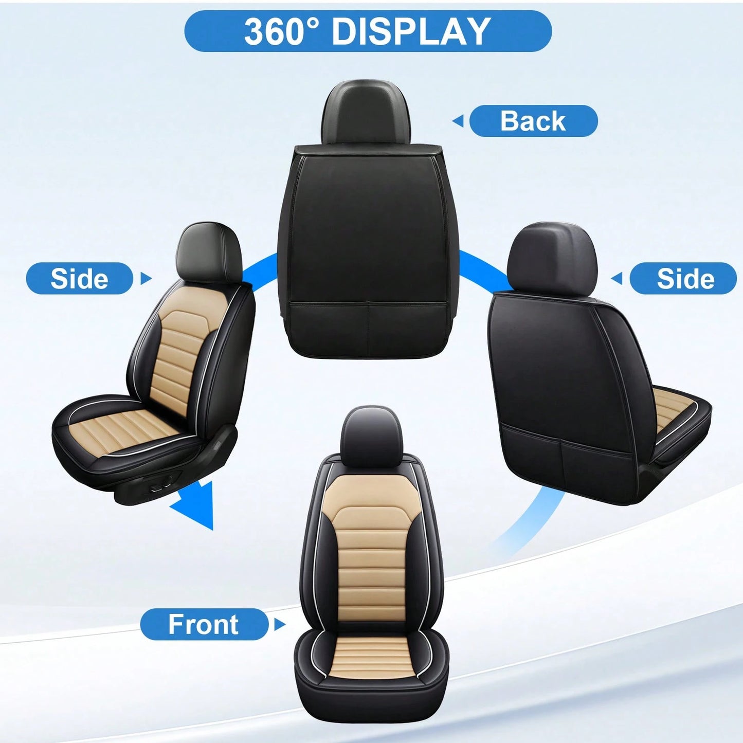 5PCS Front And Back Car Seat Covers Auto Interior Accessories, Waterproof Premium Faux Leather Seat Protectors Universal Fit For Cars SUV Pick-Up Truck, Comfortable And Breathable Car Seat Cushion Co