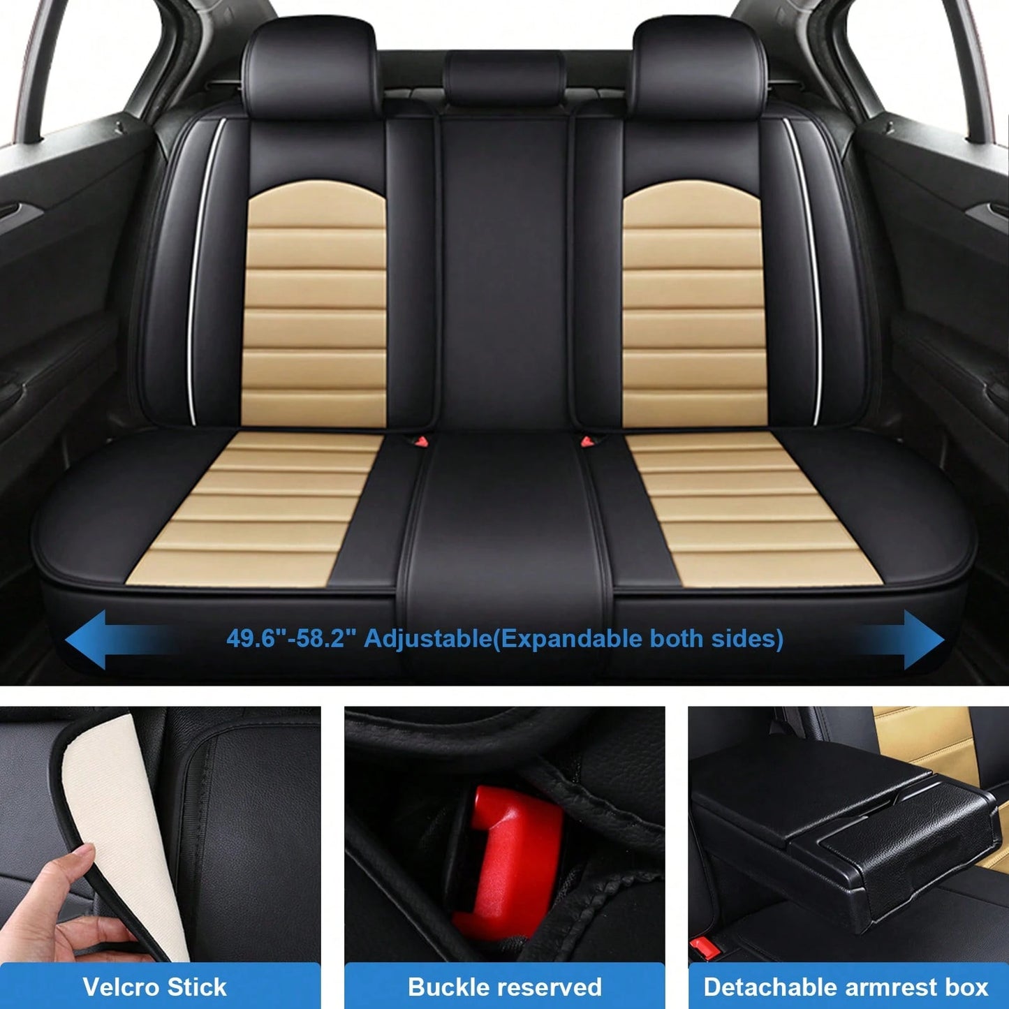 5PCS Front And Back Car Seat Covers Auto Interior Accessories, Waterproof Premium Faux Leather Seat Protectors Universal Fit For Cars SUV Pick-Up Truck, Comfortable And Breathable Car Seat Cushion Co