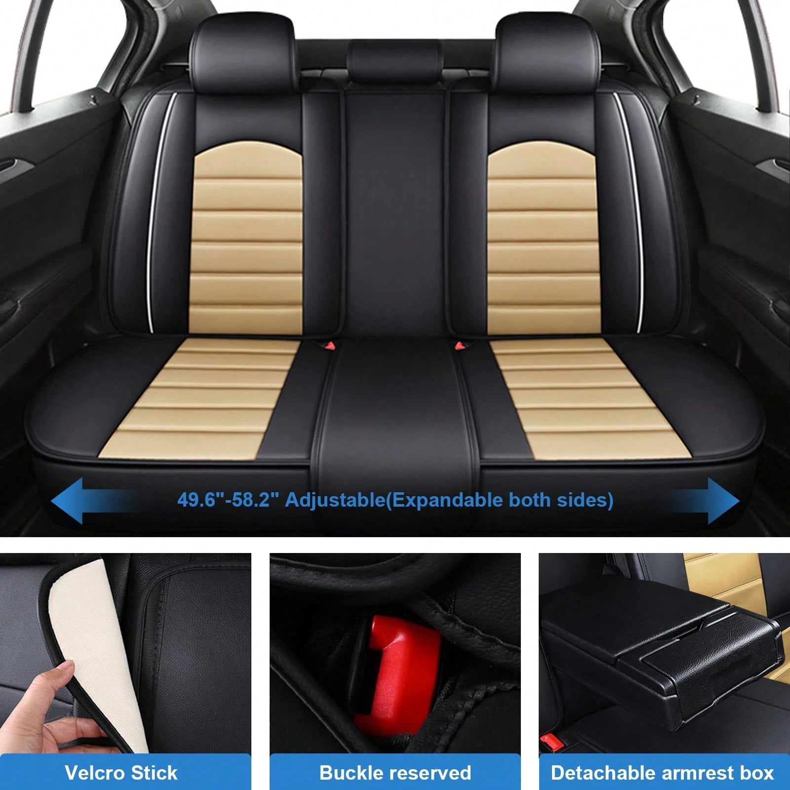 5PCS Front And Back Car Seat Covers Auto Interior Accessories, Waterproof Premium Faux Leather Seat Protectors Universal Fit For Cars SUV Pick-Up Truck, Comfortable And Breathable Car Seat Cushion Co