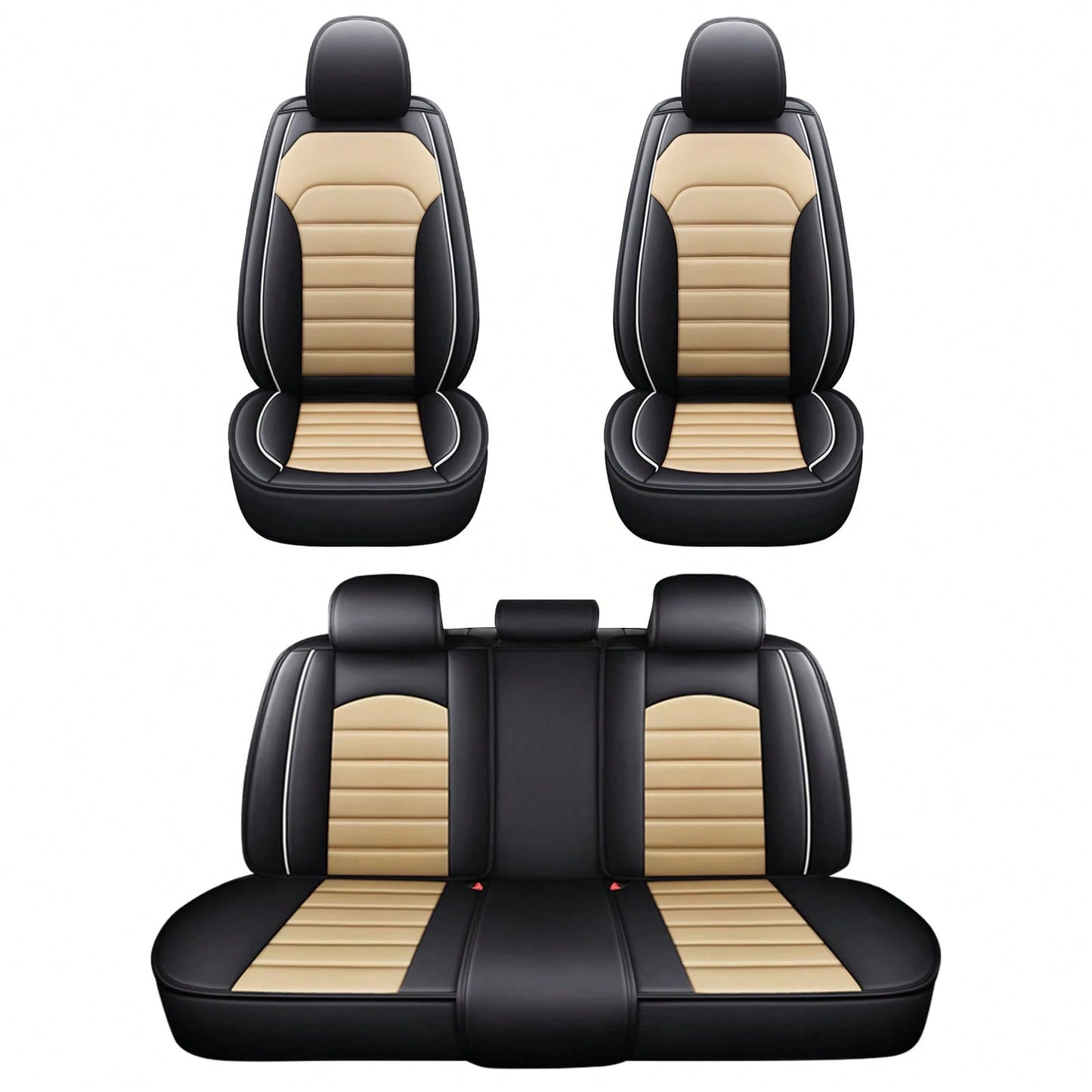 5PCS Front And Back Car Seat Covers Auto Interior Accessories, Waterproof Premium Faux Leather Seat Protectors Universal Fit For Cars SUV Pick-Up Truck, Comfortable And Breathable Car Seat Cushion Co