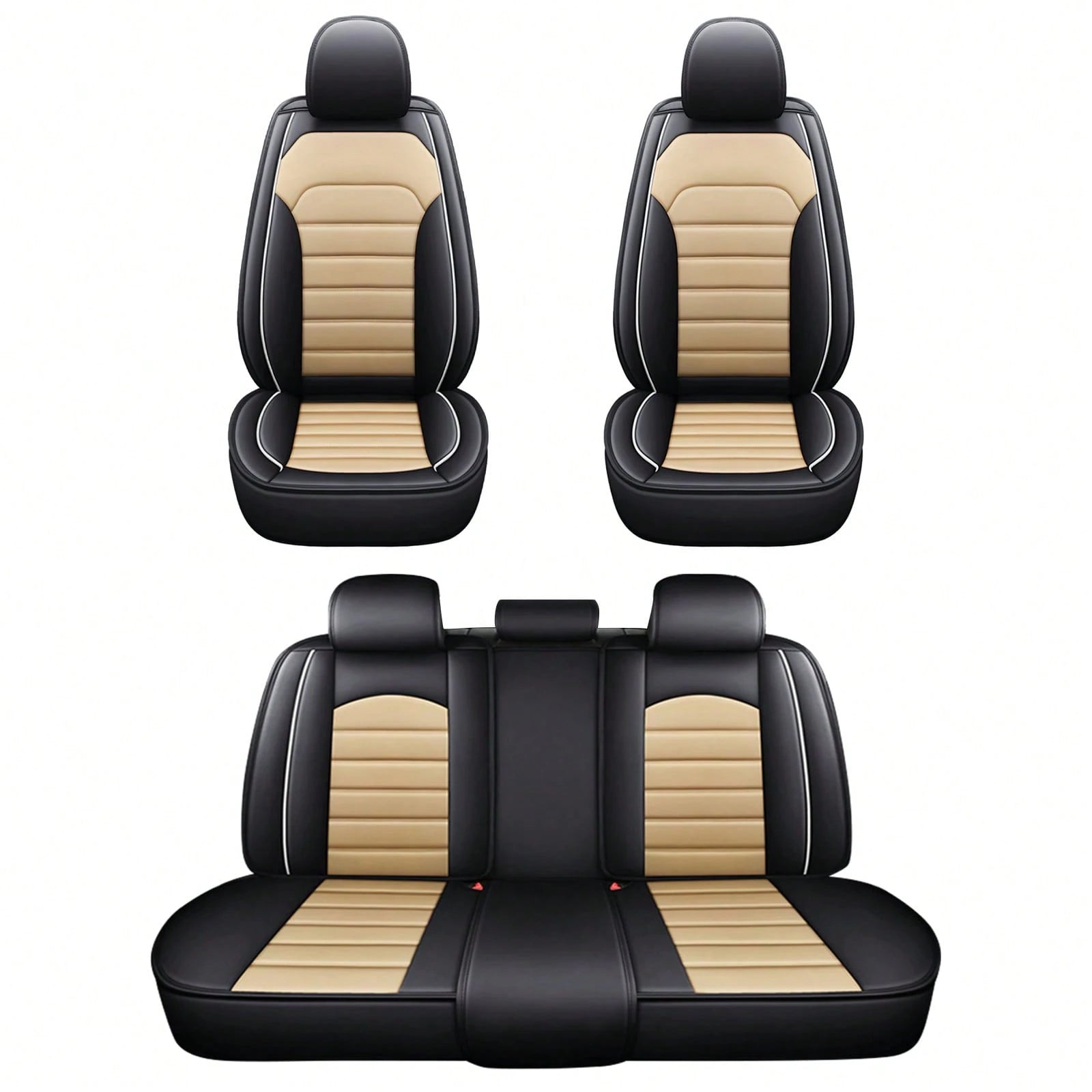 5PCS Front And Back Car Seat Covers Auto Interior Accessories, Waterproof Premium Faux Leather Seat Protectors Universal Fit For Cars SUV Pick-Up Truck, Comfortable And Breathable Car Seat Cushion Co