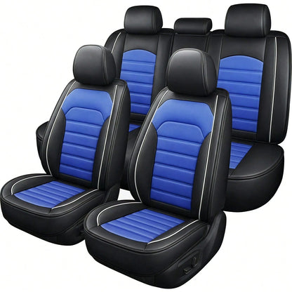 5PCS Front And Back Car Seat Covers Auto Interior Accessories, Waterproof Premium Faux Leather Seat Protectors Universal Fit For Cars SUV Pick-Up Truck, Comfortable And Breathable Car Seat Cushion Co
