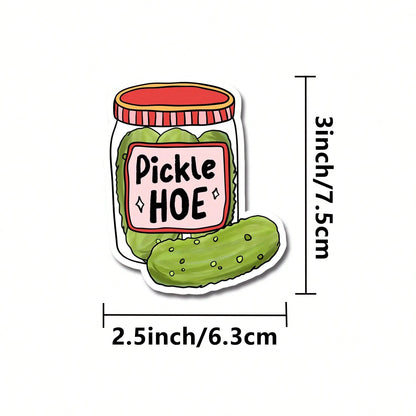 5pcs Pickle Jar Of Pickles For Pickle Lovers Sticker- Durable & UV-Protected| Glossy Finish| Perfect For Laptops, Water Bottles, Phones| Ideal Gift For Book Lovers & Readers, For Return School, Bo