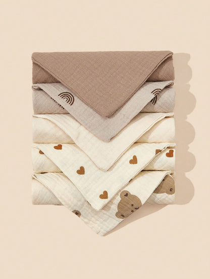 5pcs/Set Gauze Handkerchief Square Towels For Feeding
