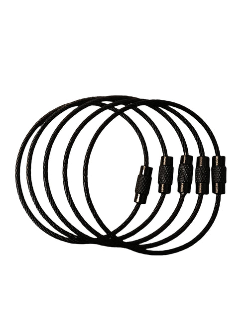 5pcs Stainless Steel Cable Key Ring For Travel & Work, Keychain For Easy Access And Organization, Multi-Purpose And Durable