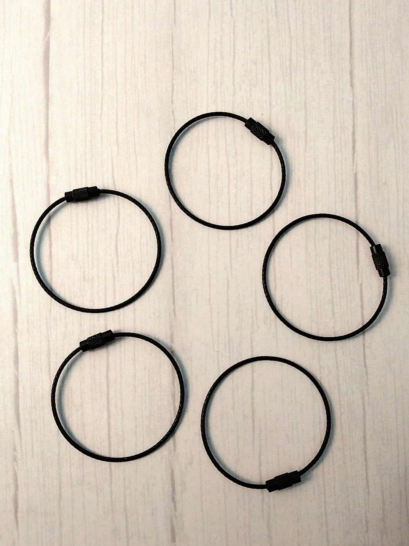 5pcs Stainless Steel Cable Key Ring For Travel & Work, Keychain For Easy Access And Organization, Multi-Purpose And Durable