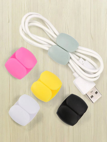 5pcs Travel Data Cable Organizer Clips, Earphone & Charging Cable Winder Holder, Minimalist Multi-Function Cord Winder