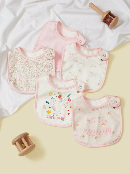 5pcs U-Shaped Waterproof Bibs, Cute Cartoon Design, Soft & Comfortable Feeding Bibs For Men & Women