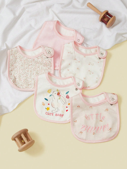 5pcs U-Shaped Waterproof Bibs, Cute Cartoon Design, Soft & Comfortable Feeding Bibs For Men & Women