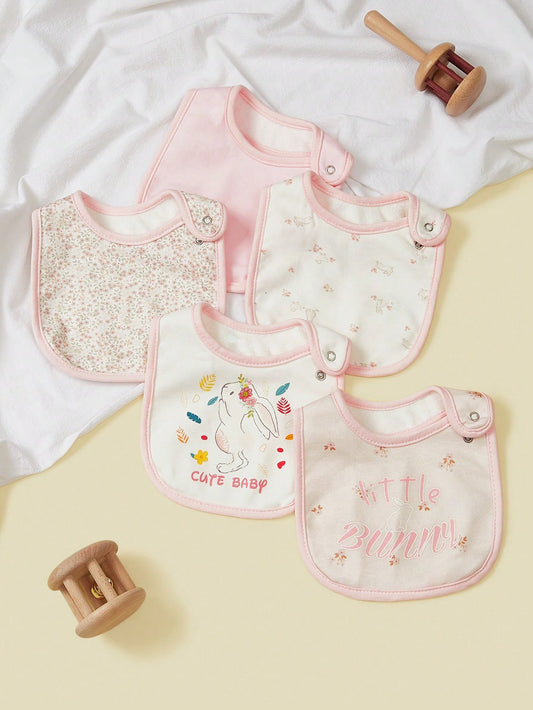 5pcs U-Shaped Waterproof Bibs, Cute Cartoon Design, Soft & Comfortable Feeding Bibs For Men & Women