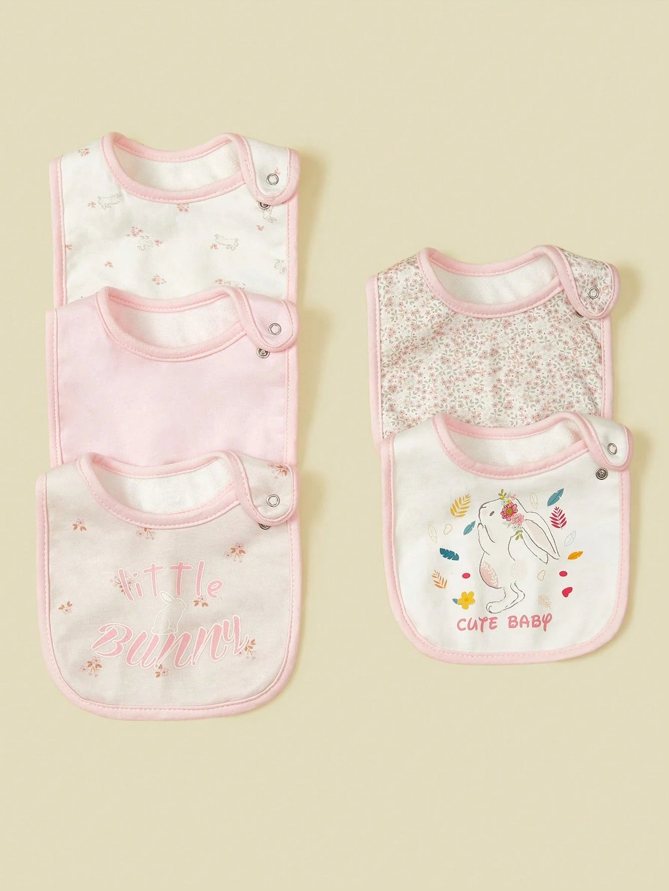 5pcs U-Shaped Waterproof Bibs, Cute Cartoon Design, Soft & Comfortable Feeding Bibs For Men & Women