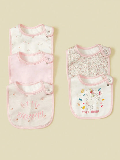 5pcs U-Shaped Waterproof Bibs, Cute Cartoon Design, Soft & Comfortable Feeding Bibs For Men & Women