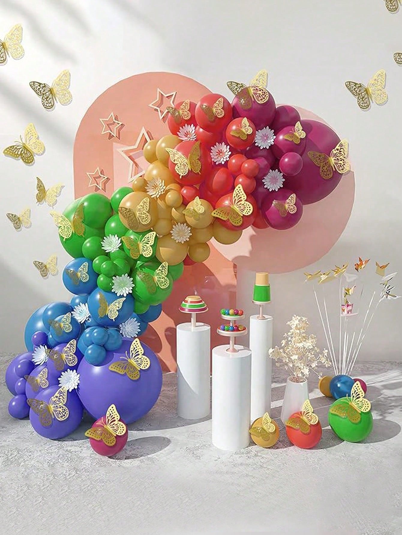 60pcs 3D Butterfly Wall Stickers, 4 Styles, 3 Sizes, Butterfly Birthday Decor, Butterfly Party Decor, Cake Decor, Nursery Decor, Removable Stickers (Gold) Random Style- Paper