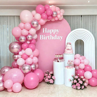 60pcs Metallic Cherry Red & Pink Latex Balloons With Pink Confetti- Sakura, Pearl, Macaron Style, Suitable For Girls & Girl Birthday Balloons, Wedding Balloons, Princess, Baby Shower, Anniversary, An