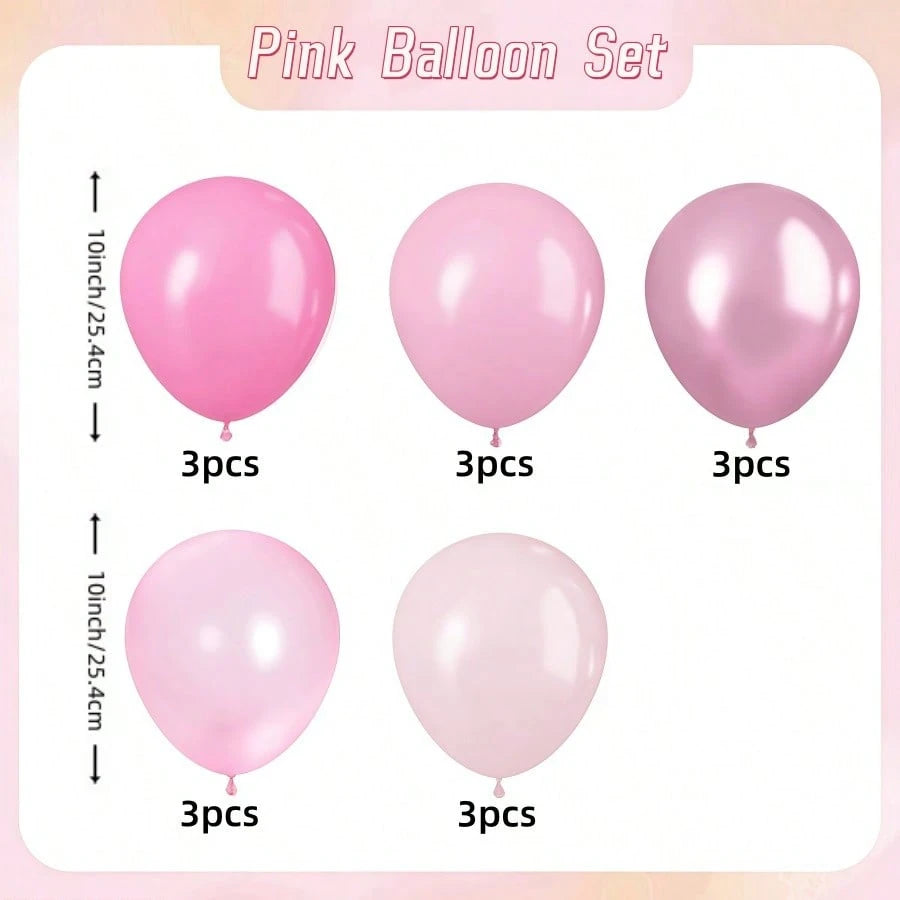 60pcs Metallic Cherry Red & Pink Latex Balloons With Pink Confetti- Sakura, Pearl, Macaron Style, Suitable For Girls & Girl Birthday Balloons, Wedding Balloons, Princess, Baby Shower, Anniversary, An
