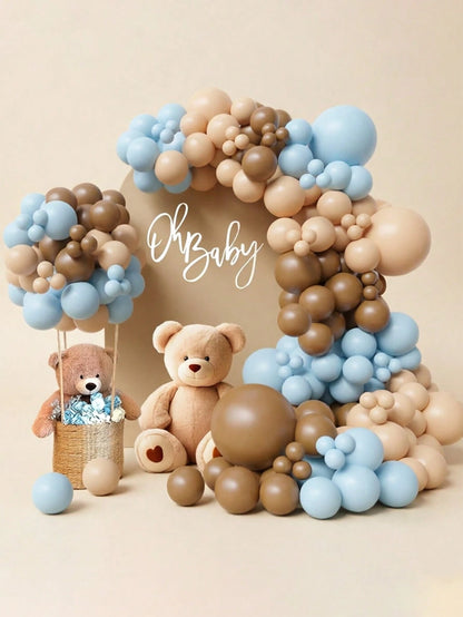 63/93/108pcs Balloon Arch Kit, Blue & Skin Tone Balloon Garland, Suitable For Gender Reveal Party, Birthday Party, Baby Shower, Christening, Family Gathering Decoration