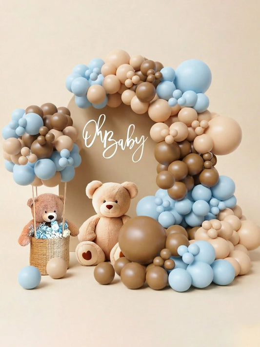 63/93/108pcs Balloon Arch Kit, Blue & Skin Tone Balloon Garland, Suitable For Gender Reveal Party, Birthday Party, Baby Shower, Christening, Family Gathering Decoration