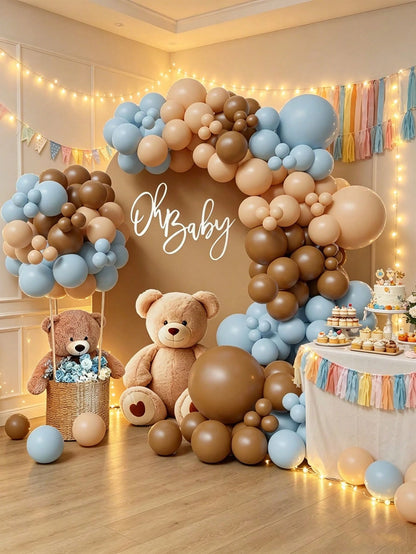 63/93/108pcs Balloon Arch Kit, Blue & Skin Tone Balloon Garland, Suitable For Gender Reveal Party, Birthday Party, Baby Shower, Christening, Family Gathering Decoration