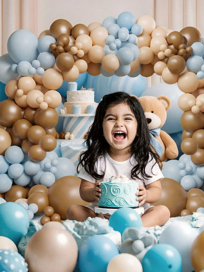 63/93/108pcs Balloon Arch Kit, Blue & Skin Tone Balloon Garland, Suitable For Gender Reveal Party, Birthday Party, Baby Shower, Christening, Family Gathering Decoration