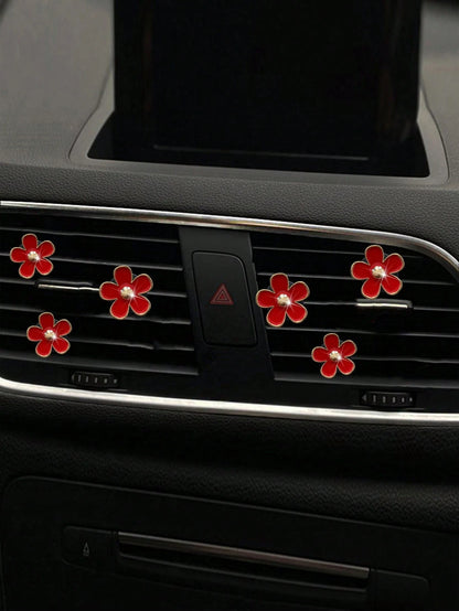 6pcs Alloy Daisy Car Air Freshener Clip For Car Air Vent, Car Interior Decoration