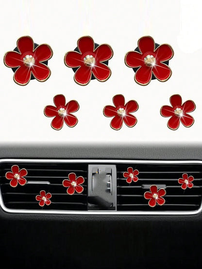 6pcs Alloy Daisy Car Air Freshener Clip For Car Air Vent, Car Interior Decoration
