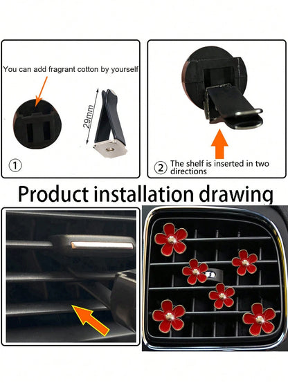 6pcs Alloy Daisy Car Air Freshener Clip For Car Air Vent, Car Interior Decoration