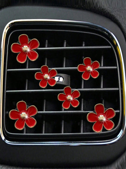 6pcs Alloy Daisy Car Air Freshener Clip For Car Air Vent, Car Interior Decoration