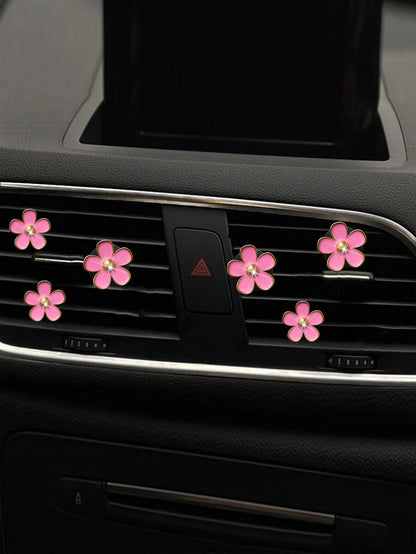 6pcs Alloy Daisy Clips For Car Air Vent Decoration, Air Conditioner Accessories