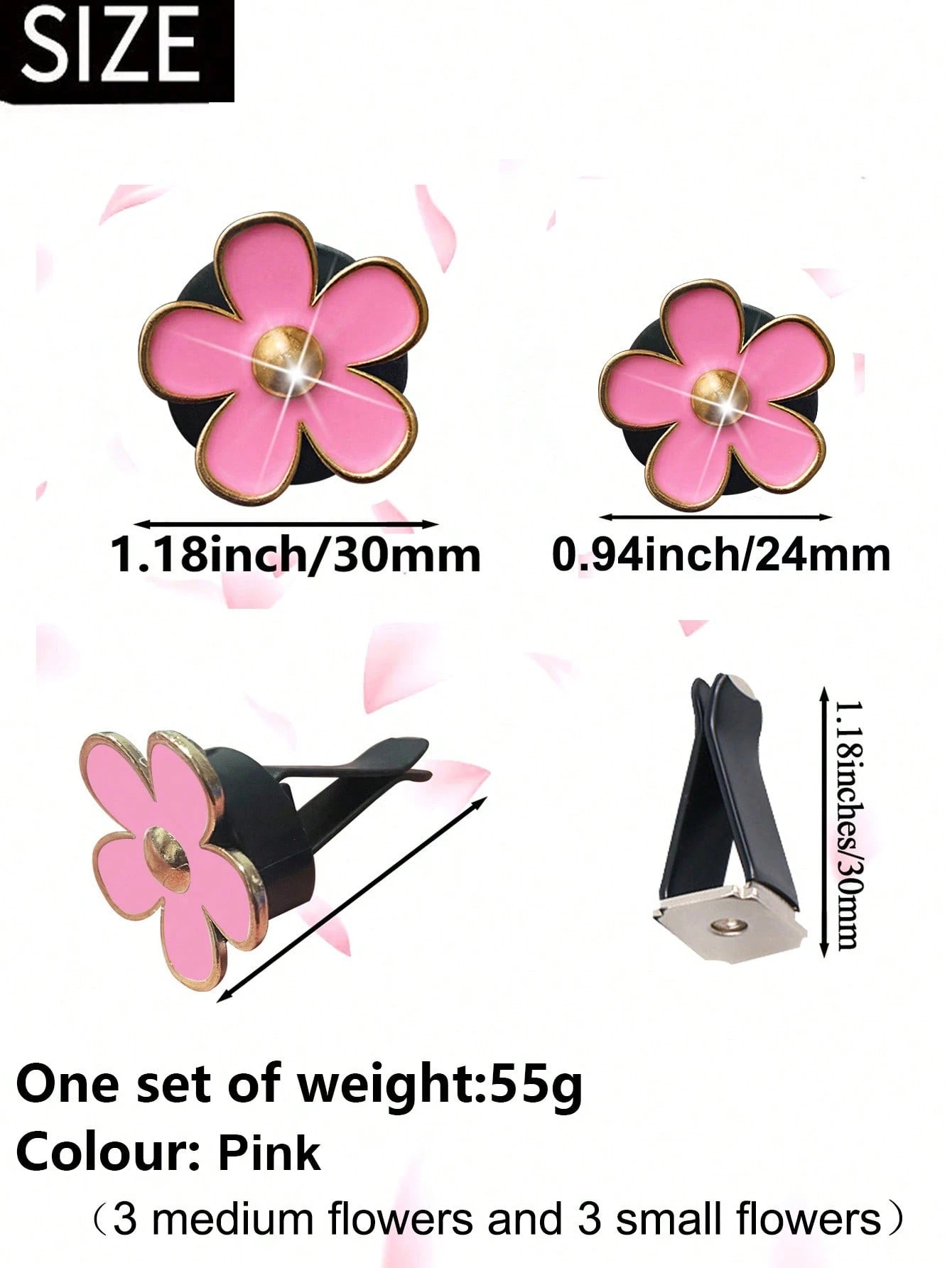6pcs Alloy Daisy Clips For Car Air Vent Decoration, Air Conditioner Accessories