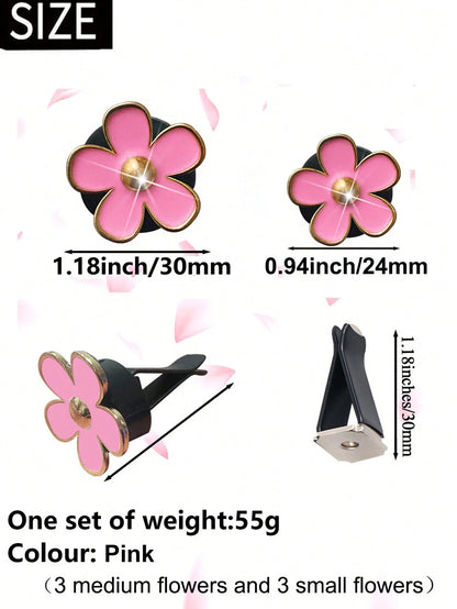 6pcs Alloy Daisy Clips For Car Air Vent Decoration, Air Conditioner Accessories
