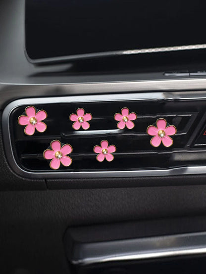 6pcs Alloy Daisy Clips For Car Air Vent Decoration, Air Conditioner Accessories