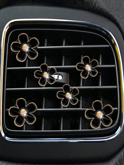 6pcs Alloy Daisy Clips For Car Air Vent Decoration, Air Conditioner Accessories