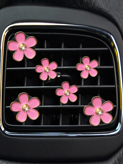 6pcs Alloy Daisy Clips For Car Air Vent Decoration, Air Conditioner Accessories