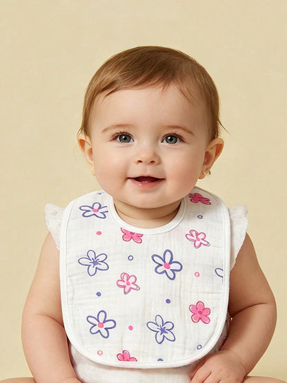 6pcs Baby Bibs, 100% Soft Cotton Muslin Material, Drool Bibs With Adjustable Snap Closure, Essential For Newborns, Boys And Girls